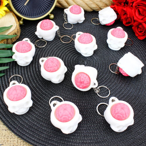Üç Boyutlu Click Stres Kuru Kafa Beyin Anahtarlık 12’li Paket - Toptanalim (1)