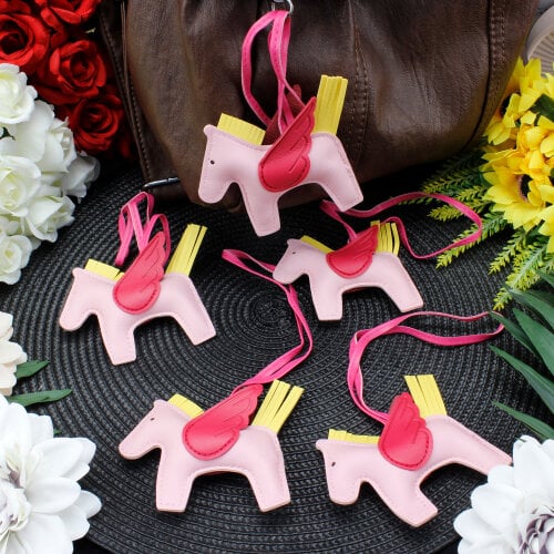 Unicorn Figürlü Çanta Charm Aksesuar Pembe  - Kare Dekor