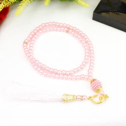 Vavlı Püsküllü İnci Tesbih Pembe - 1