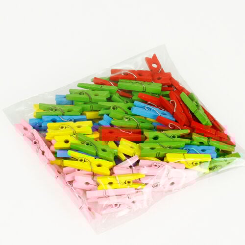 Renkli Ahşap Mini Mandal 50'li Paket - 3