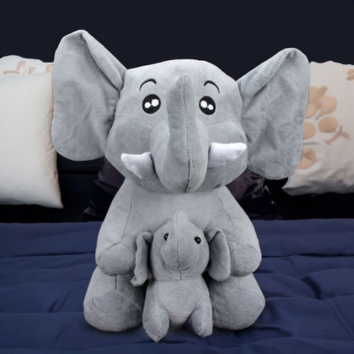 Yavrulu Fil Peluş 45CM Gri - Platin Gift