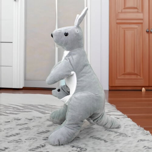 Yavrulu Kanguru Peluş 42CM Gri - Platin Gift