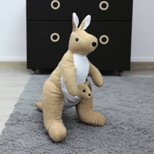 Yavrulu Kanguru Peluş 42CM Kahverengi - Platin Gift