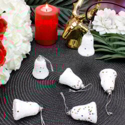 Yılbaşı Ağaç Süsü Beyaz Çan 6'Lı Paket - 1