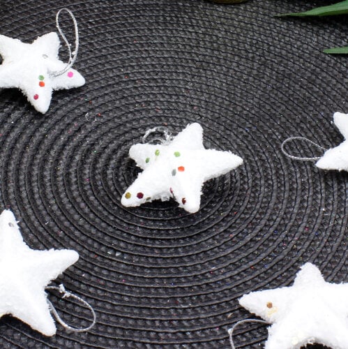 Yılbaşı Ağaç Süsü Beyaz Yıldız 6'Lı Paket - Kare Dekor (1)