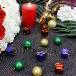 Yılbaşı Ağaç Süsü Renkli Karışık 12'li Paket - 1