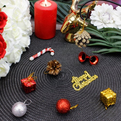 Yılbaşı Ağaç Süsü Renkli Karışık 9'Lu Paket - Kare Dekor