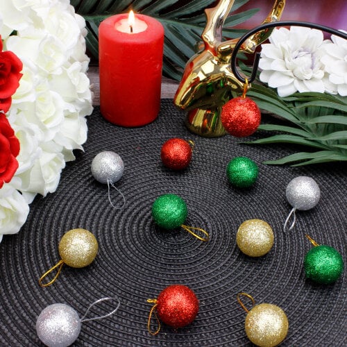 Yılbaşı Ağaç Süsü Renkli Toplar 12'li Paket - Kare Dekor