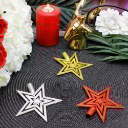 Yılbaşı Ağaç Süsü Renkli Yıldız 3'Lü Paket - 1