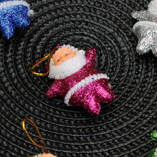 Yılbaşı Ağaç Süsü Simli Noel Baba 6'lı Paket - Toptanalim (1)