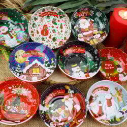 Yılbaşı Desenli Teneke Kase 9,5 CM - 1