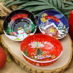 Yılbaşı Desenli Teneke Kase 9,5 CM - 3