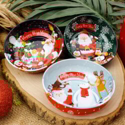 Yılbaşı Desenli Teneke Kase 9,5 CM - 4