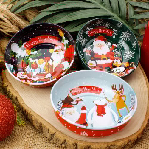 Yılbaşı Desenli Teneke Kase 9,5 CM - 4