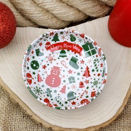 Yılbaşı Desenli Teneke Kase 9,5 CM - 7