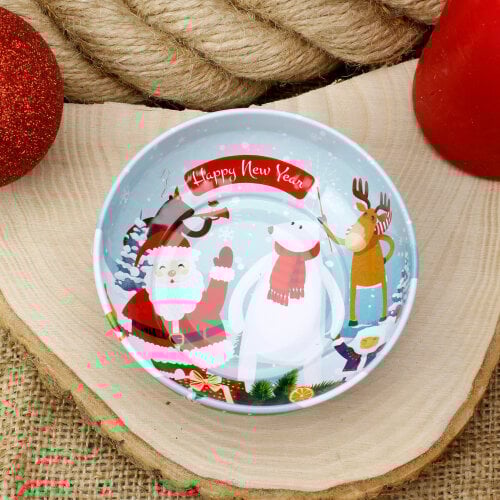 Yılbaşı Desenli Teneke Kase 9,5 CM - 8