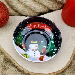 Yılbaşı Desenli Teneke Kase 9,5 CM - 9