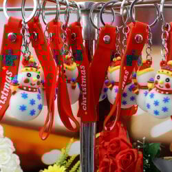 Yılbaşı Tasarım Silikon Bileklikli Anahtarlık Model 10 12'Li Paket - 1