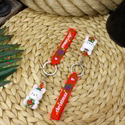 Yılbaşı Tasarım Silikon Bileklikli Anahtarlık Model 11 12'Li Paket - 2