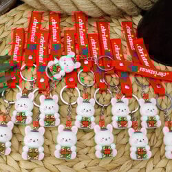 Yılbaşı Tasarım Silikon Bileklikli Anahtarlık Model 11 12'Li Paket - 3