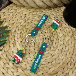 Yılbaşı Tasarım Silikon Bileklikli Anahtarlık Model 9 12'Li Paket - 2