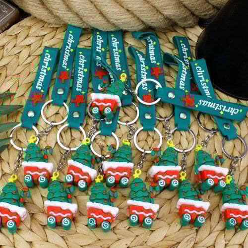 Yılbaşı Tasarım Silikon Bileklikli Anahtarlık Model 9 12'Li Paket - 3