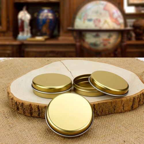 Yuvarlak Dekoratif Teneke Kutu Gold 7x2CM - 1