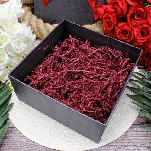 Zigzag Kırpık Kağıt Bordo - Kare Dekor