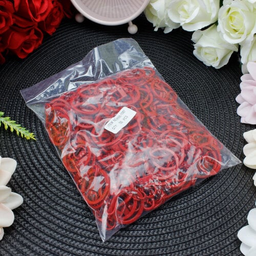 Zincirli Metal Halka Anahtarlık Klipsi Kırmızı - 3