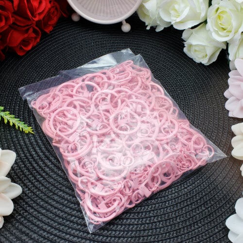 Zincirli Metal Halka Anahtarlık Klipsi Pembe - 3